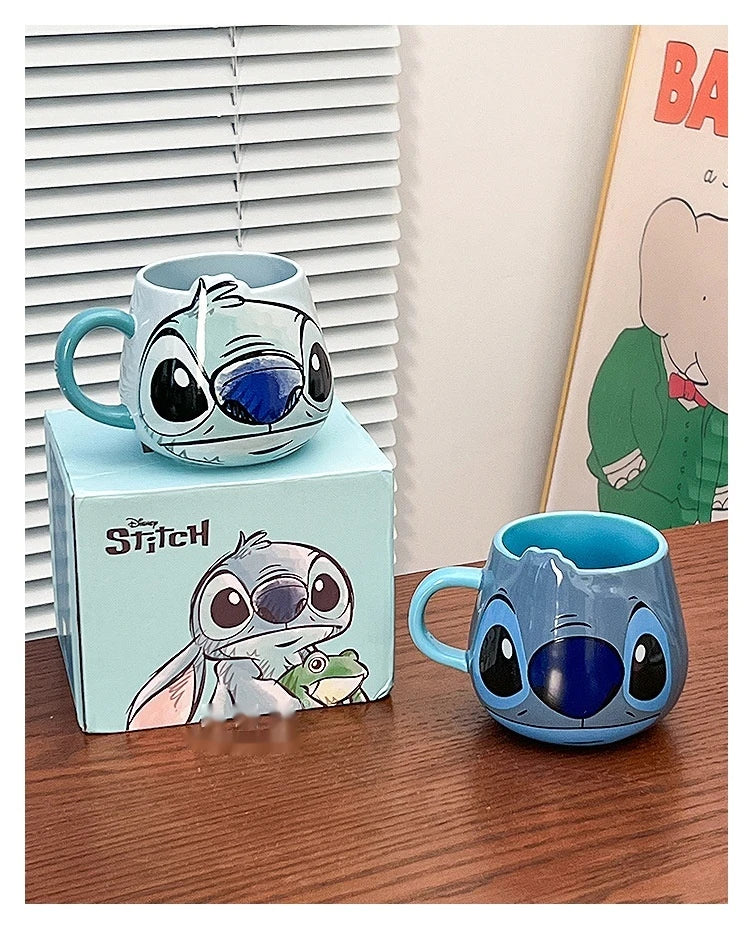 Disney Stitch New Cute Girl High Beauty Fashion Cartoon Creative Pattern Couple Milk Coffee Ceramic Mug Home Dormitory Gift Cup