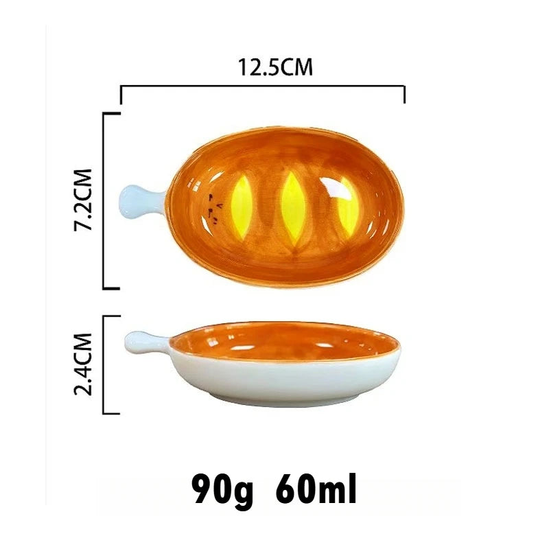 Ceramic bread plate cute croissant pattern dessert plate home creative plate