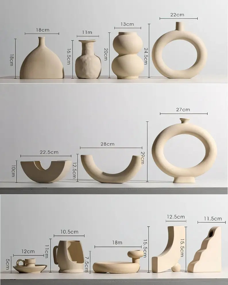 Modern Simple Ceramic Art Vase Dried Flowers Flower Arrangement Ornaments Living Room TV Cabinet Bedroom Desktop Home Decoration