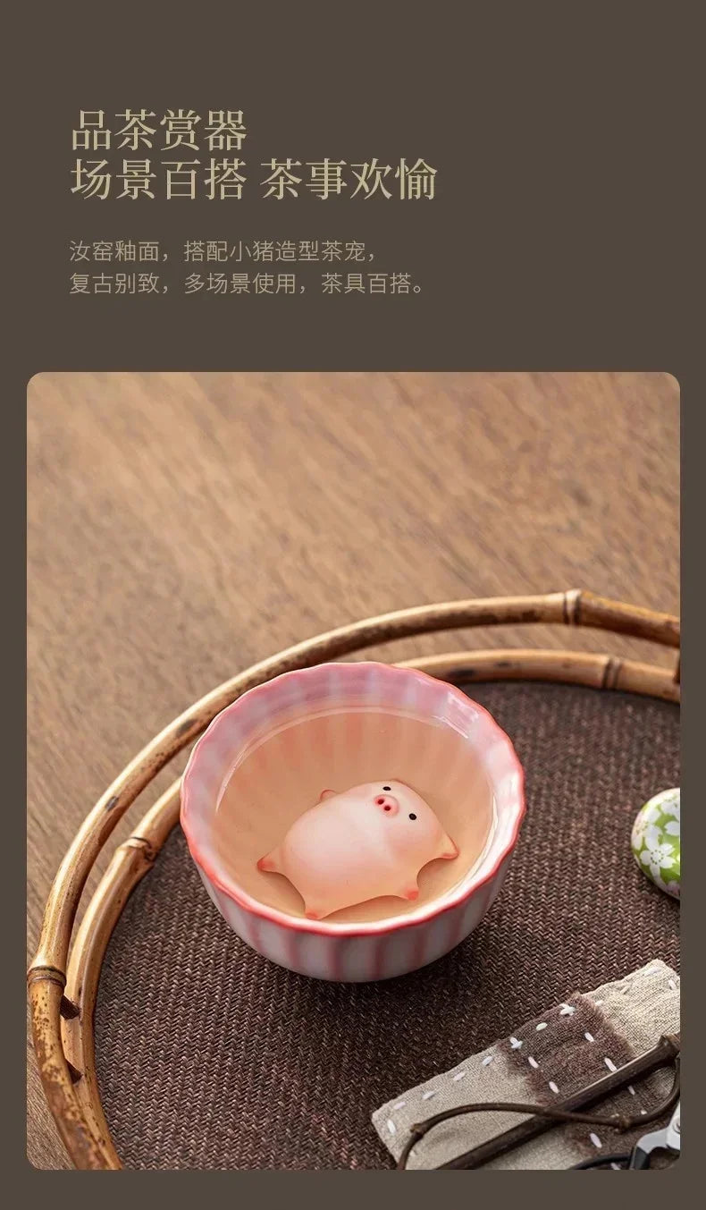 Creative Pig Inside Ceramic Teacup, Funny Bubble Spitting Pig Design, Espresso Coffee Water Mug, Cute Novelty Gift