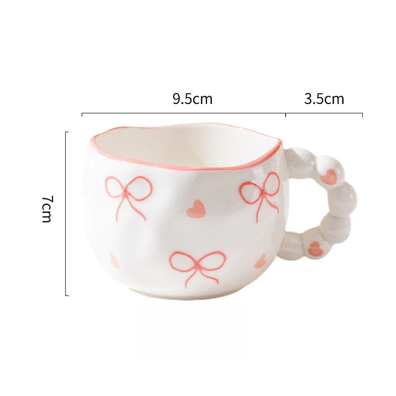 Cute Ceramic Mugs Cloud Heart Pattern Coffee Cups Flower Milk Tea Cup 250ML Drinkware Kitchen