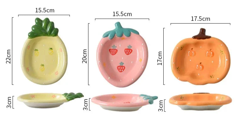 Fruit Plates Ceramic Household Cute Dessert Plates Salad Plates Home Desktop Fun Decoration Plates Mini Trays Kitchen Oil Plates