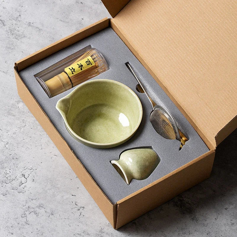 Japanese Matcha Blender Ceremony 4/5/6pcs Set Ceramic Chawan Bowl Bamboo Whisk and Tea Scoop Matcha Tools Kit for Tea Lovers