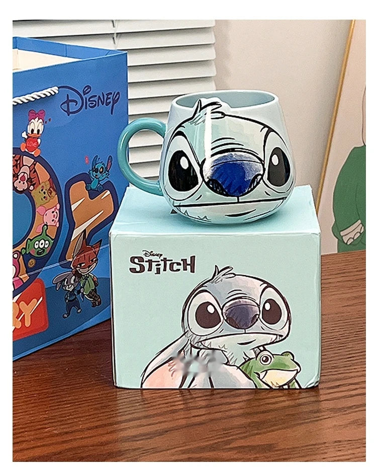 Disney Stitch New Cute Girl High Beauty Fashion Cartoon Creative Pattern Couple Milk Coffee Ceramic Mug Home Dormitory Gift Cup