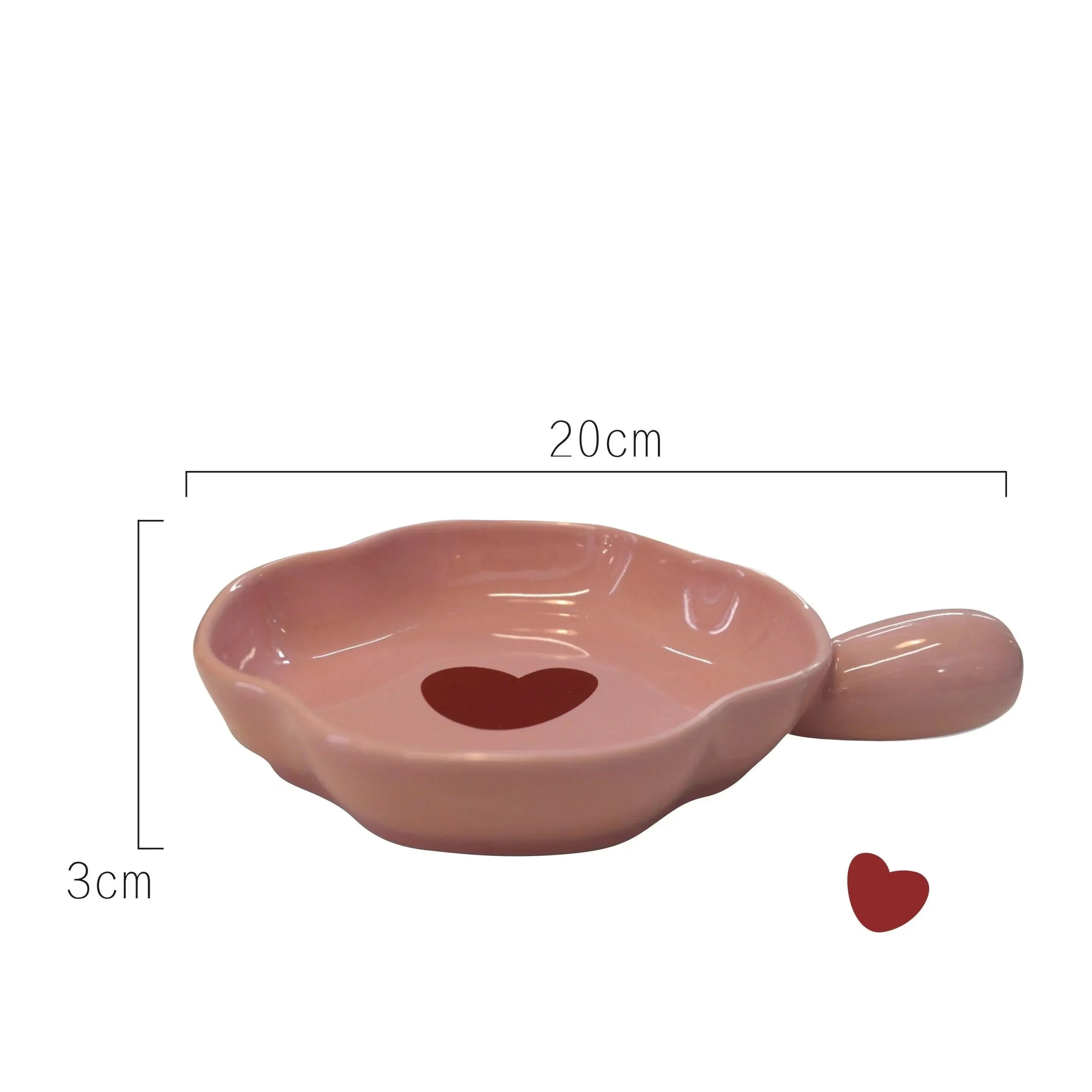 Pink Love Cutlery Set Rice Bowl Household Ceramic Double Ear Instant Noodle Soup Bowl Hand Paired Spoon Combination Noodle Bowl