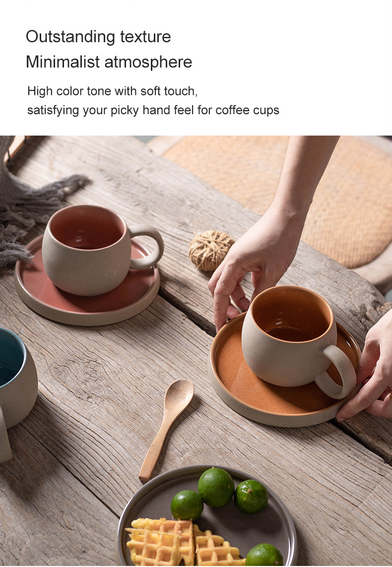 Ceramic Mug set In Japanese Retro Style Minimalist Afternoon Tea Cup Coffee Cup Dessert Mug Valentine's Day Gift cup