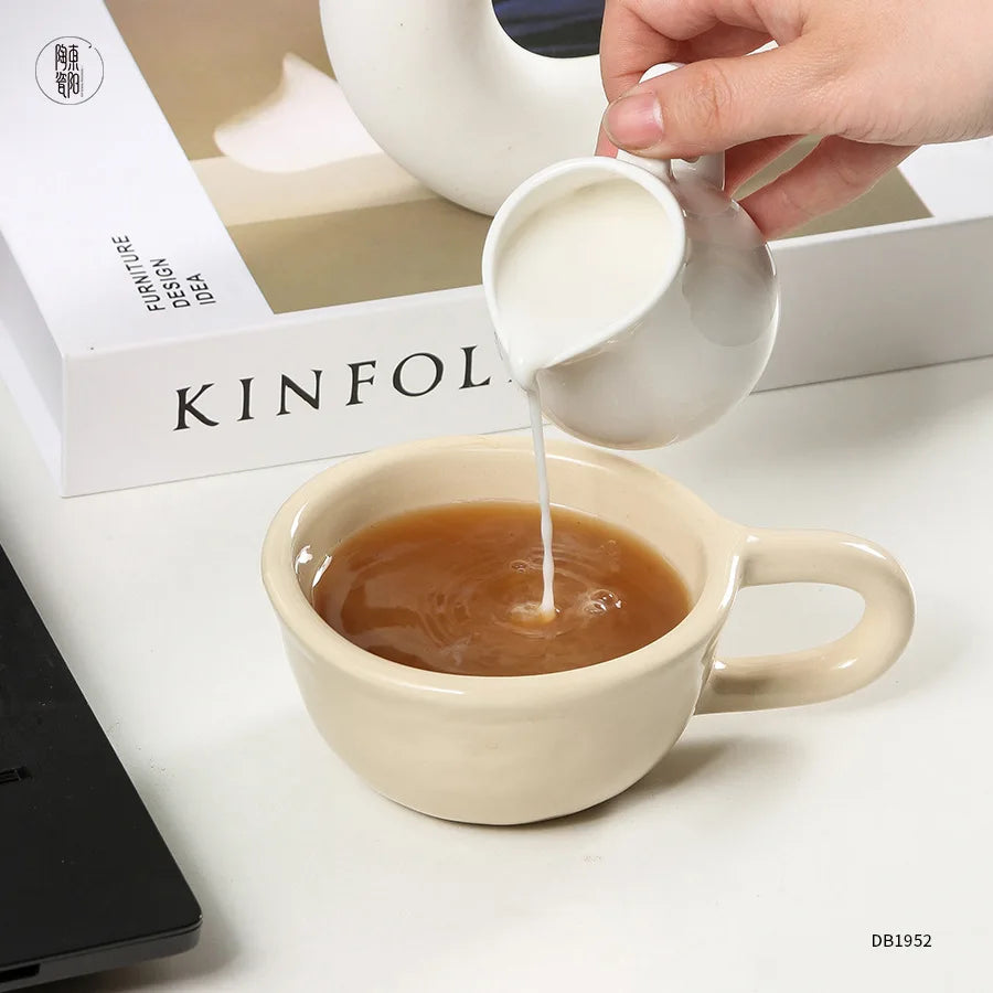 1pc Ceramic Mugs Coffee Cups Irregular Flower Milk Tea Cup ins korean style Oatmeal Breakfast Mug Drinkware Kitchen