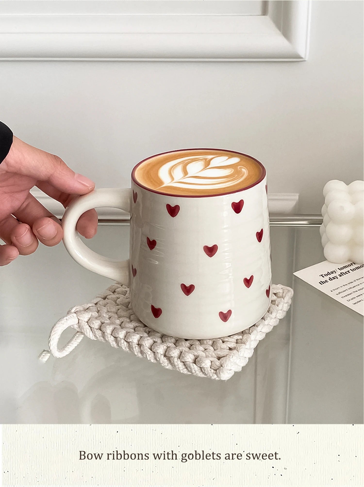 Love Ceramic Mug, Cute Little Love Ceramic Mug Coffee Cup Drinking Cup, Suitable for Home Drinking, Afternoon Tea Drinking, Office Drinking, Coffee Shop Latte Art, Souvenir, Valentine's Day Holiday Gift, Birthday Gift