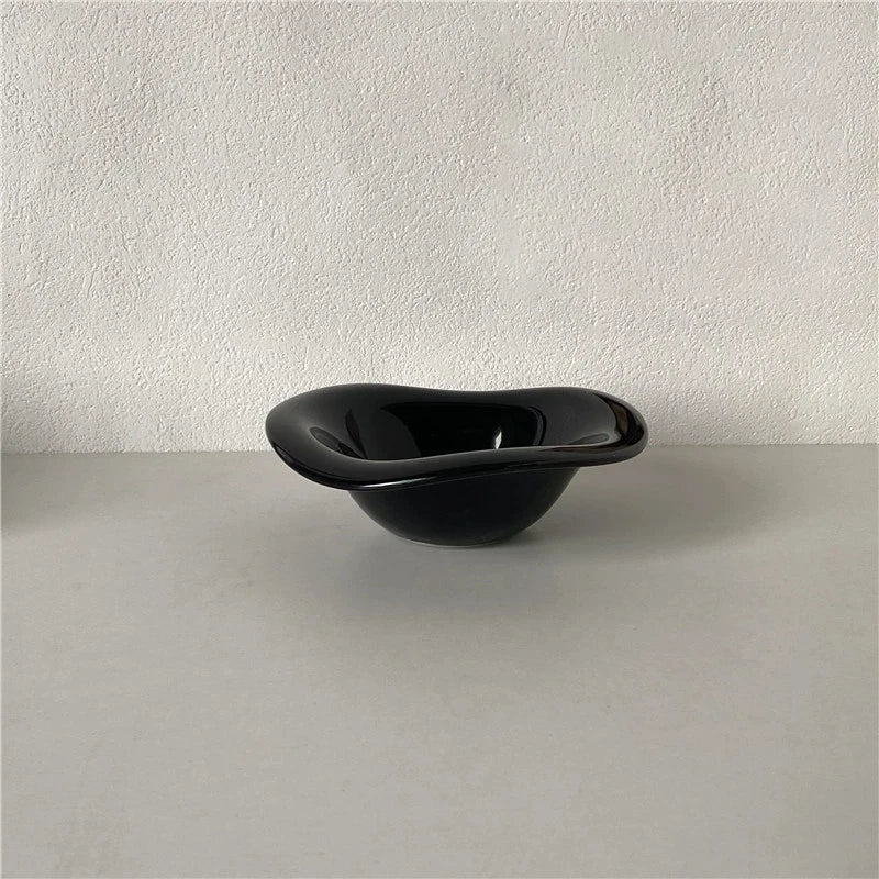 Ins Ceramic Saucer Korean Style Dessert Yogurt Oats Bowl Cream Color Fruit Salad Container Food Display Plate Kitchen Utensils