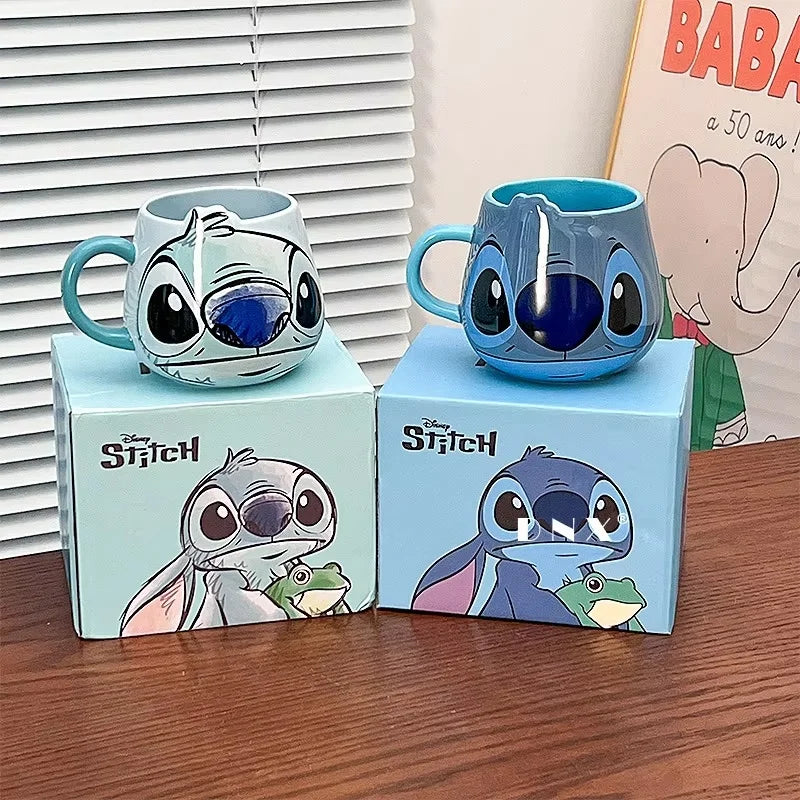 Disney Stitch New Cute Girl High Beauty Fashion Cartoon Creative Pattern Couple Milk Coffee Ceramic Mug Home Dormitory Gift Cup