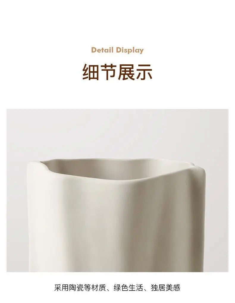 Beihanmei Cream Ceramic Vase Elegant Home Decor for Living Room Entryway Tabletop Flower Arrangement